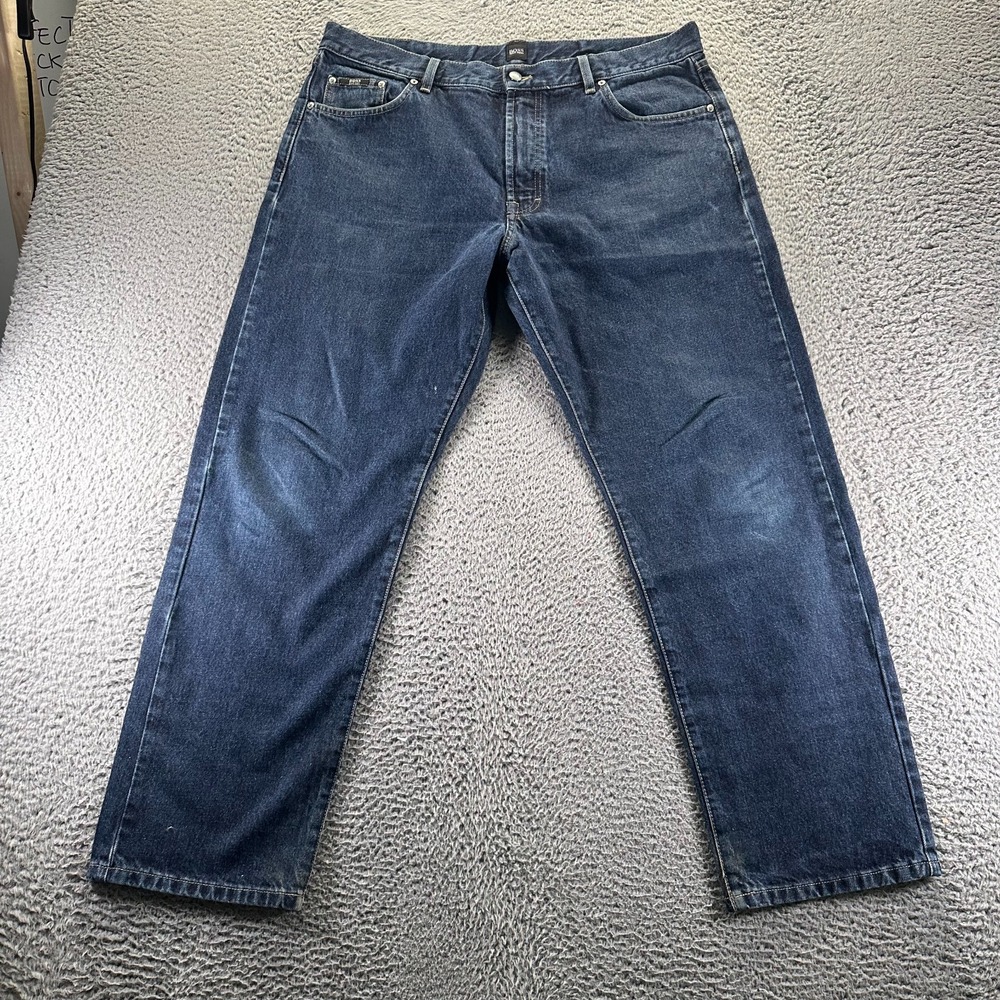 Hugo Boss Arkansas Jeans Men 40x32 Blue Cotton Denim Straight Leg Baggy Workwear